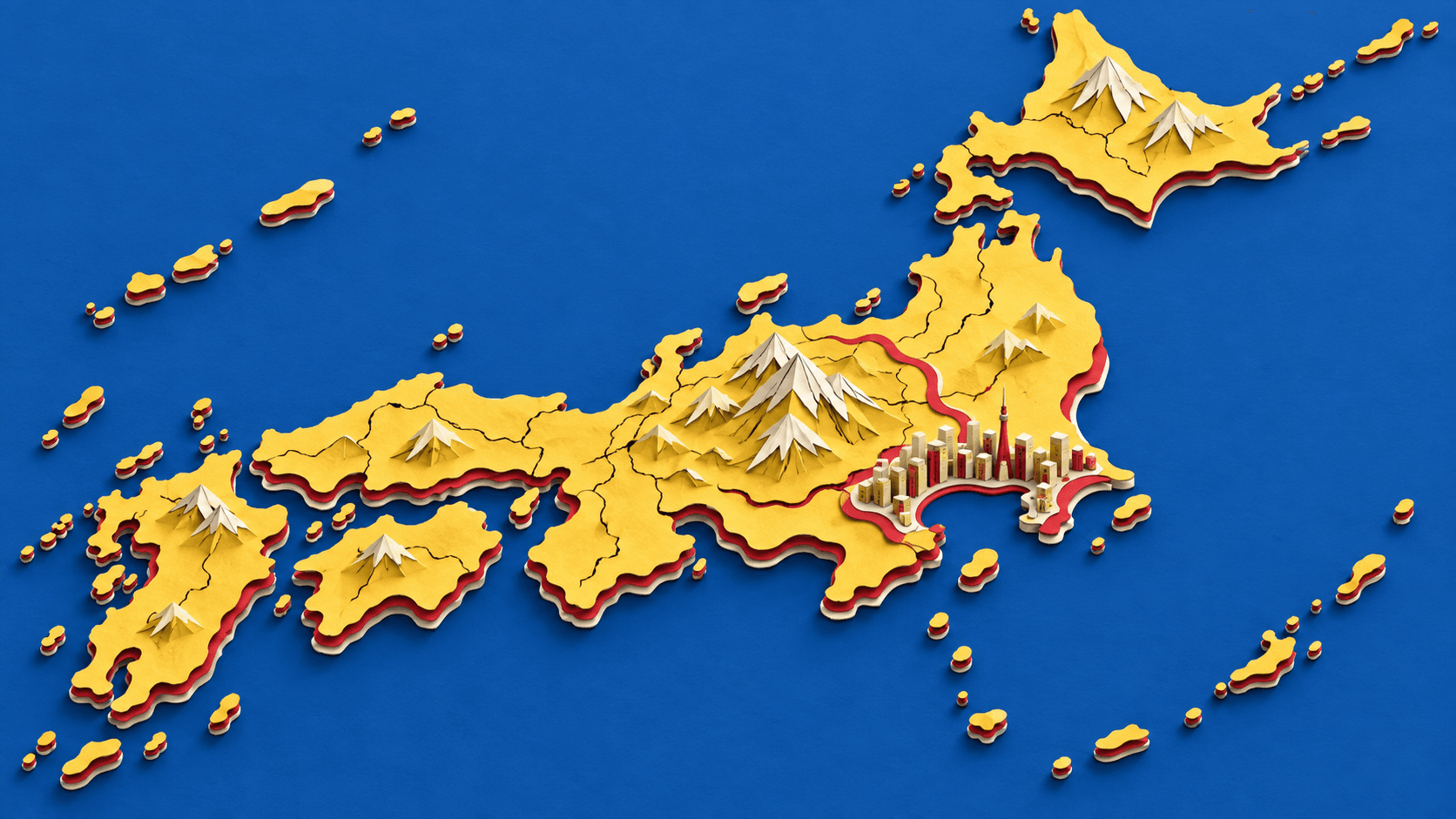 Paper map of Japan